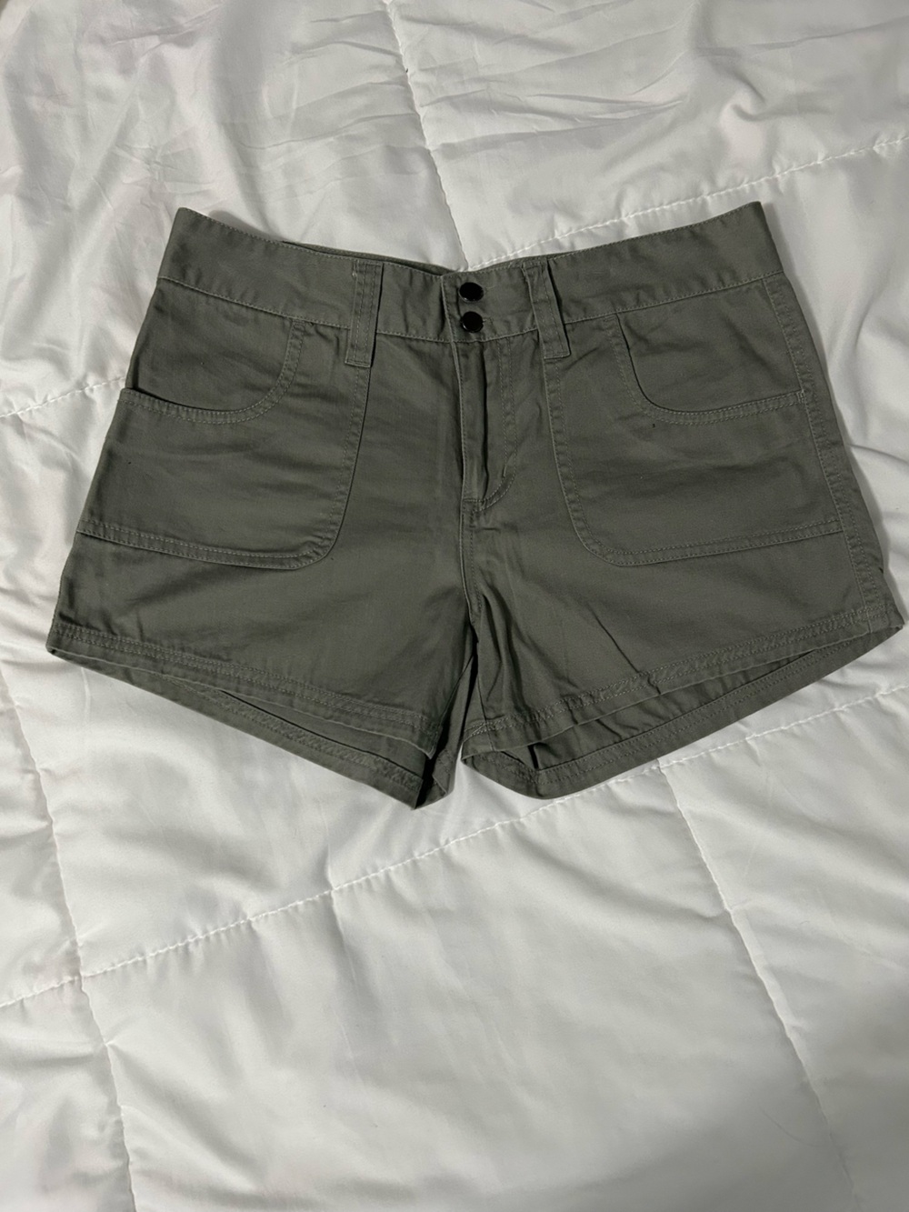Vintage Y2K Digital Olive Green Utility Shorts